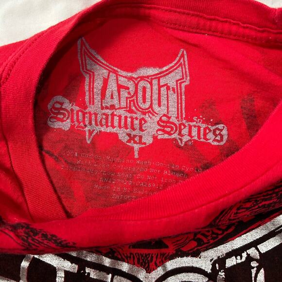 Vintage y2k Cyber Grunge Tapout Double sided Affliction style red t shirt mens - Picture 3 of 7